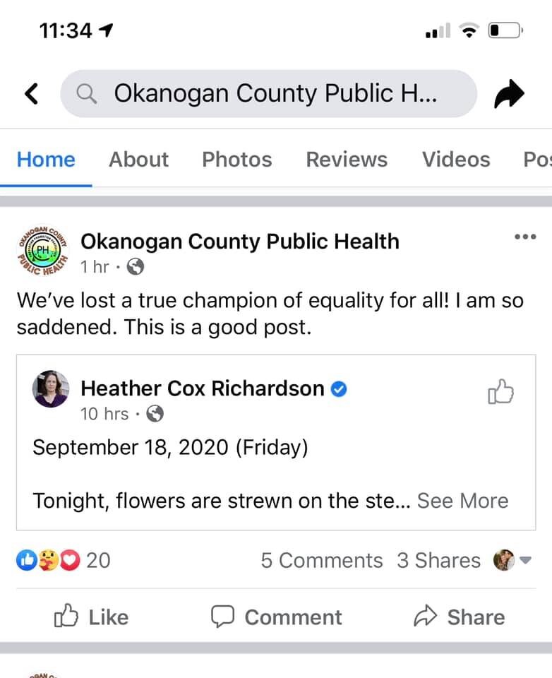 A screenshot of a now deleted post on the official OCPH Facebook page