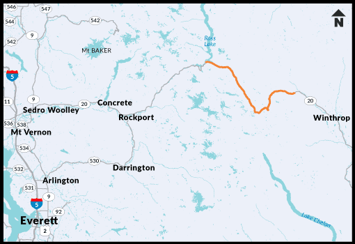 North Cascades Highway Closure Map